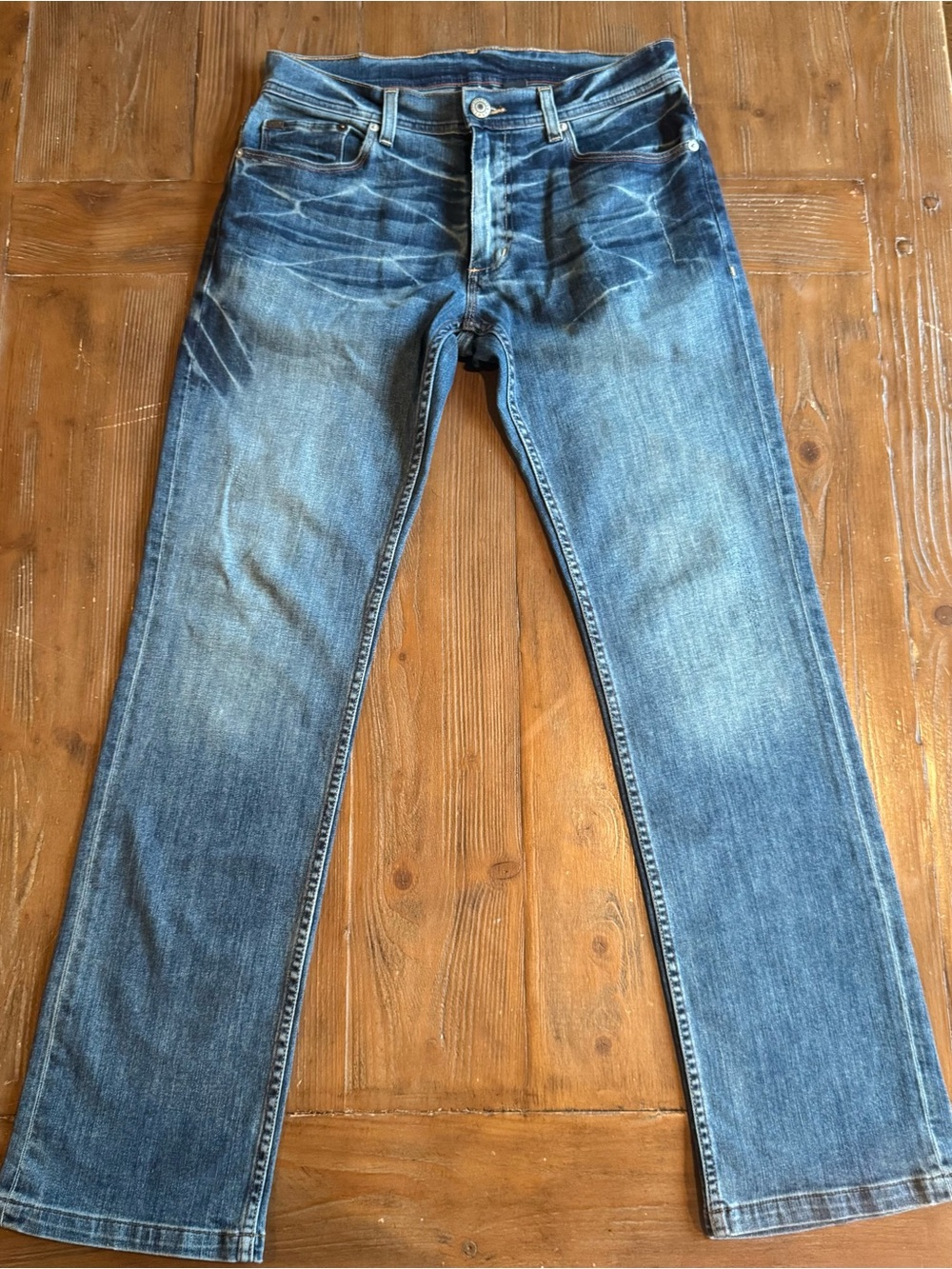 Armani Exchange Jeans Mens 32x31 Blue Distressed Straight Stretch Denim Pants